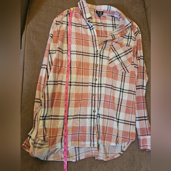 Justice Long Sleeve Plaid Button Down Size L - Picture 2 of 11
